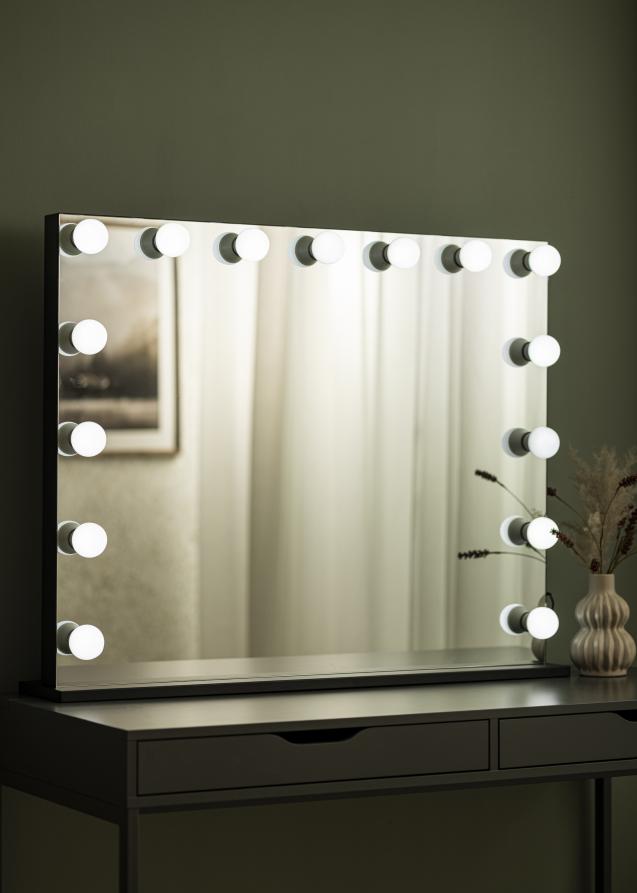 KAILA Espelho para toucador Hollywood Edge 15 E27 Preto 100x80 cm
