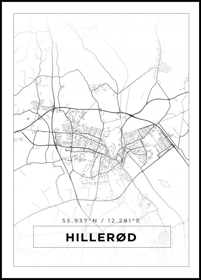 Mapa - Hillerød - Cartaz Branco
