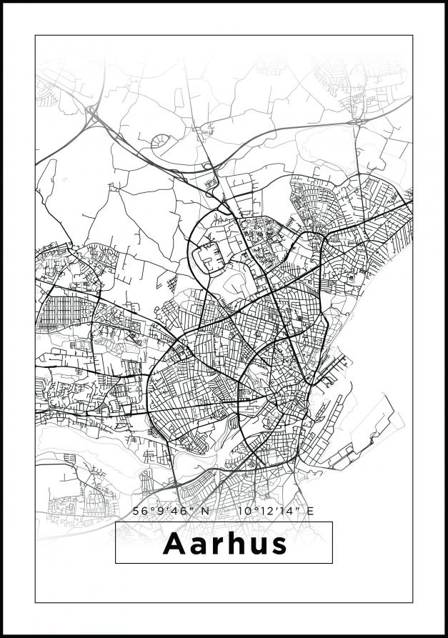 Mapa - Aarhus - Cartaz Branco