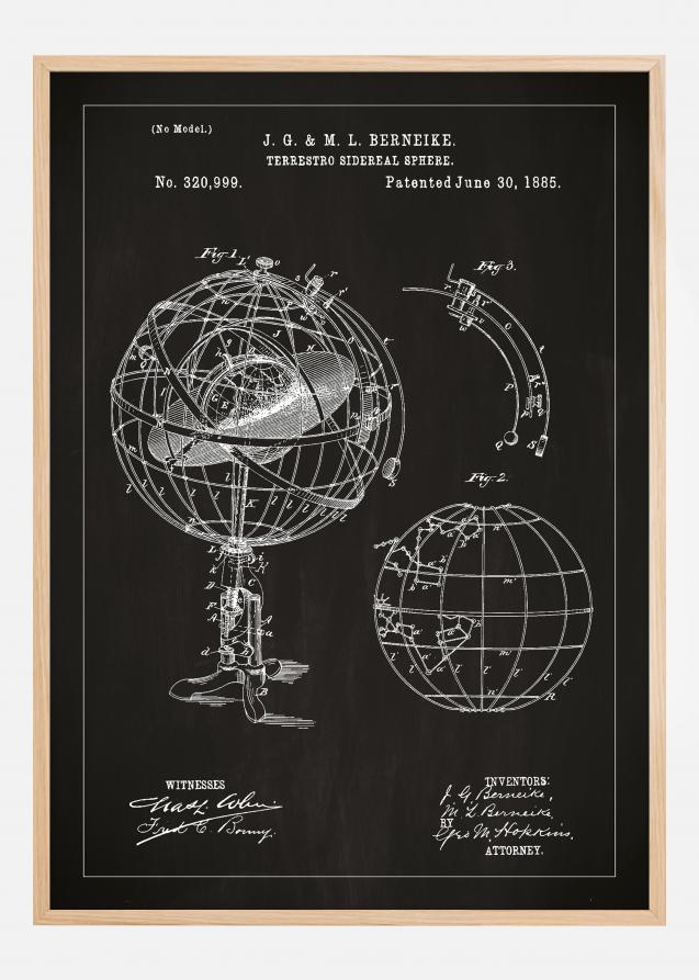 Desenho de patentes - Modelo astronómico - Preto Póster