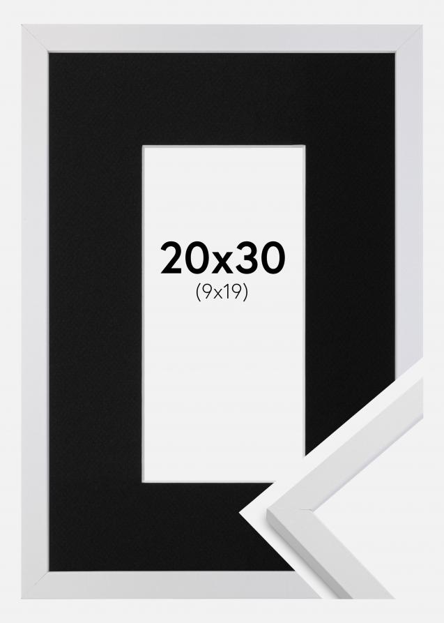 Moldura Trendy Branco 20x30 cm - Passe-partout Preto 10x20 cm