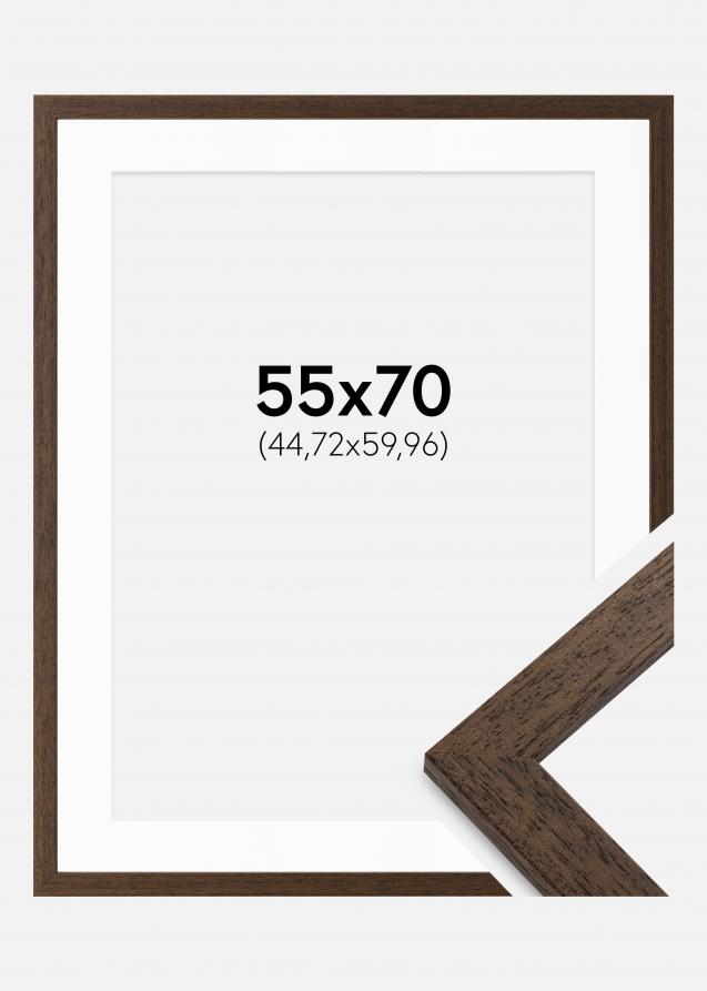 Moldura Brown Wood 55x70 cm - Passe-partout Branco 18x24 inches