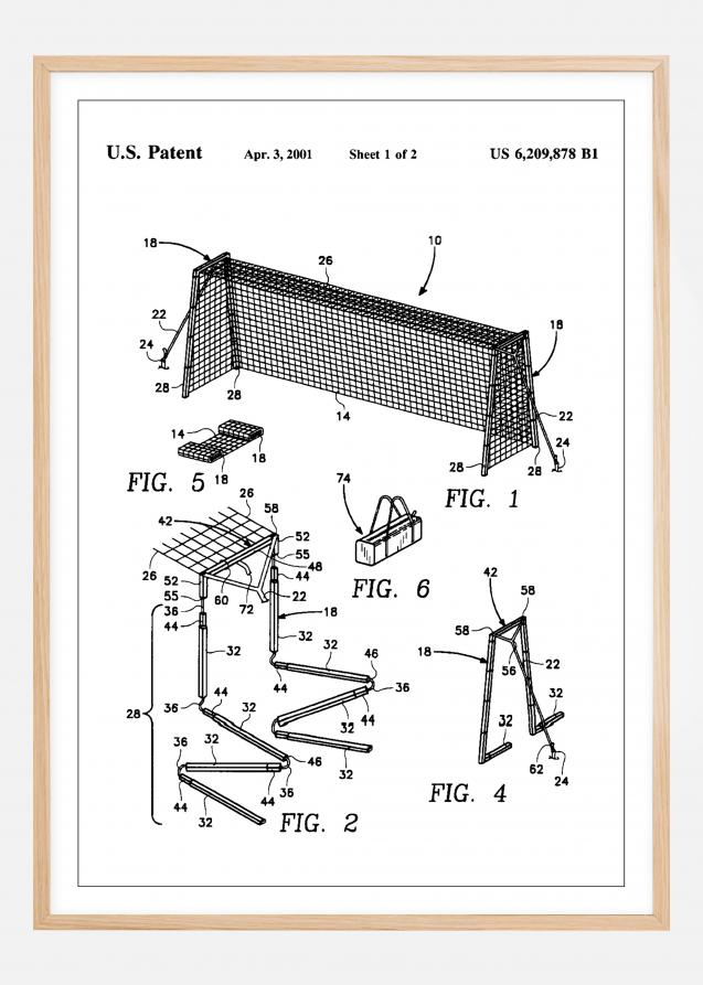 Patent Print - Soccer Goal - White Póster