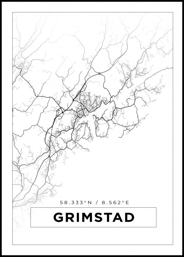 Mapa - Grimstad - Cartaz Branco