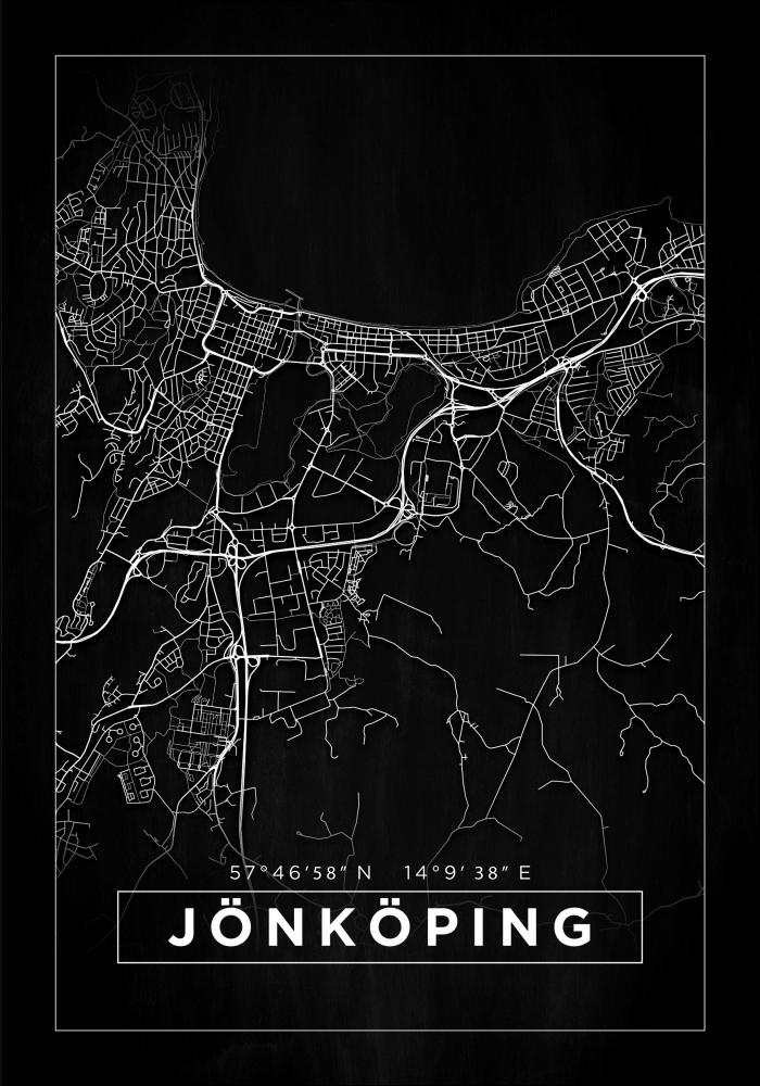 Mapa - Jnkping - Cartaz Preto