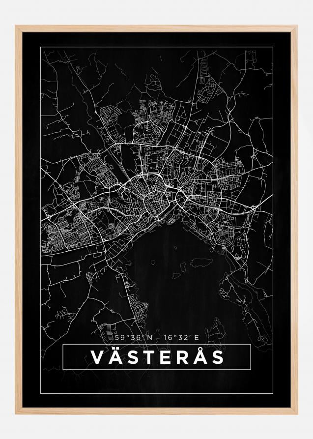 Mapa - Västerås - Cartaz Preto
