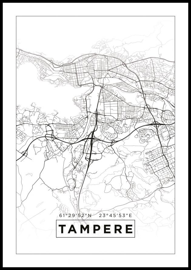 Mapa - Tampere - Cartaz Branco