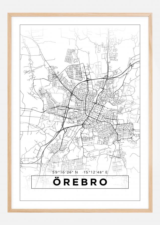 Mapa - Örebro - Cartaz Branco