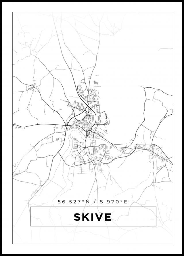 Mapa - Skive - Cartaz Branco