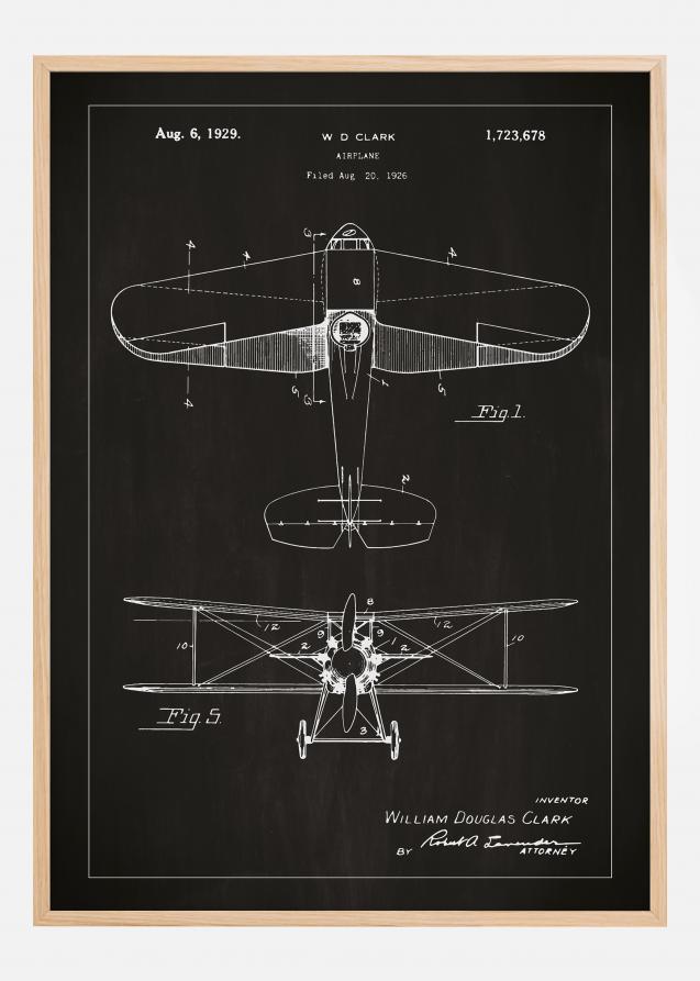 Desenho de patentes - Avião - Preto Póster