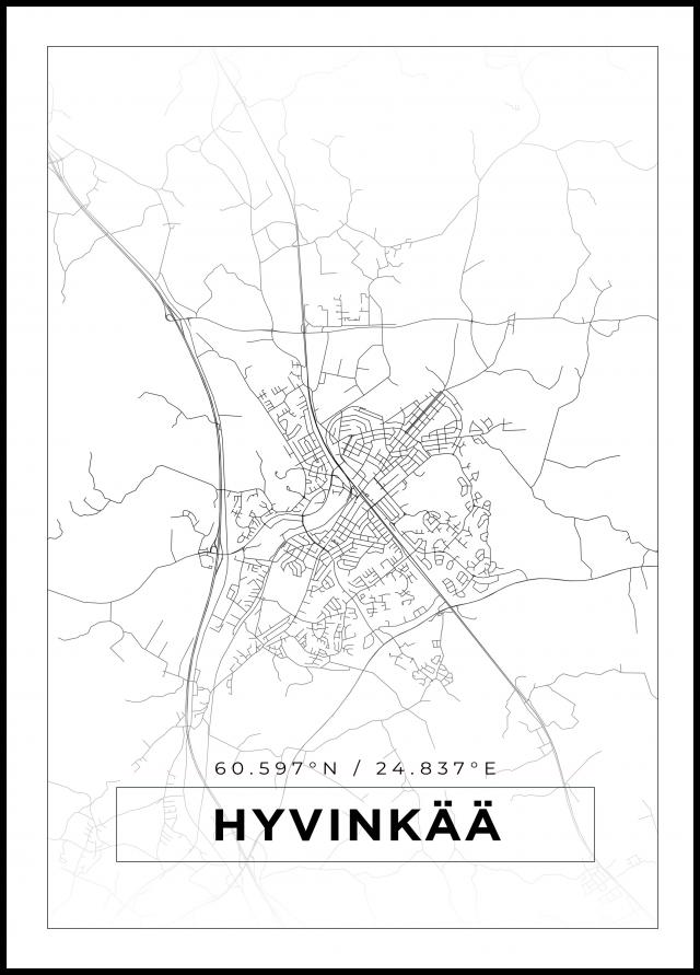 Mapa - Hyvinkää - Cartaz Branco