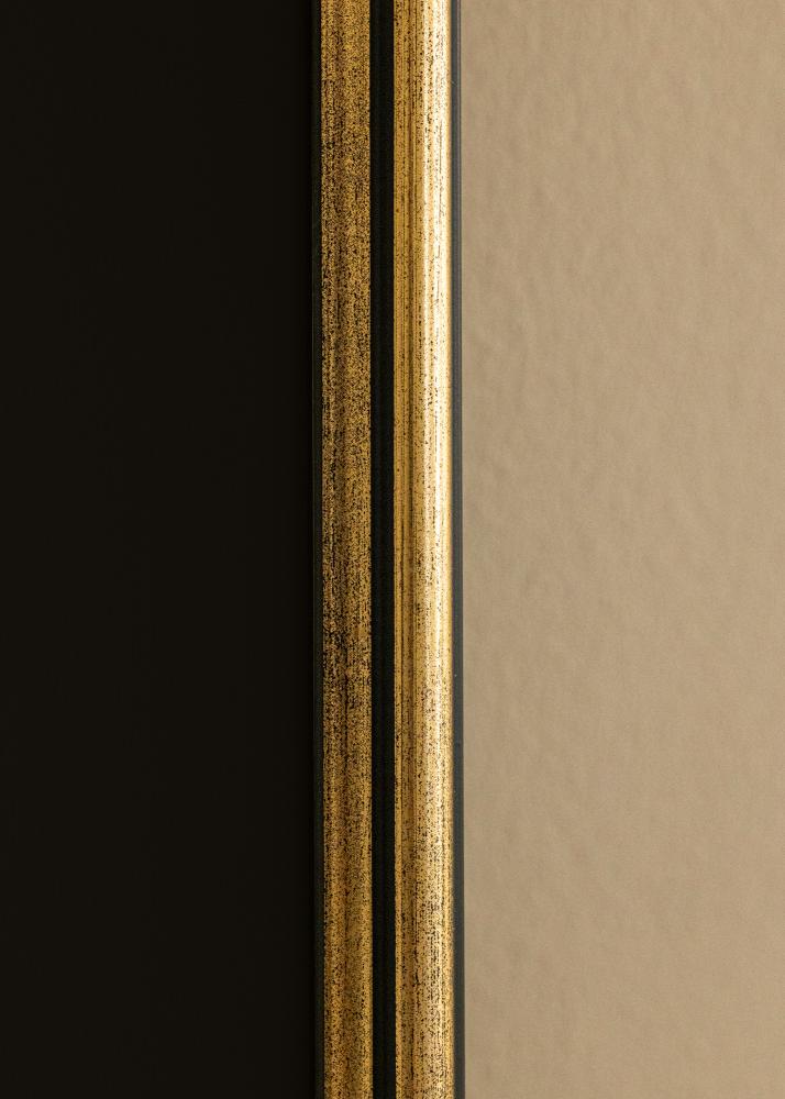 Moldura Horndal Dourado 40x50 cm - Passe-partout Preto 27,5x37 cm