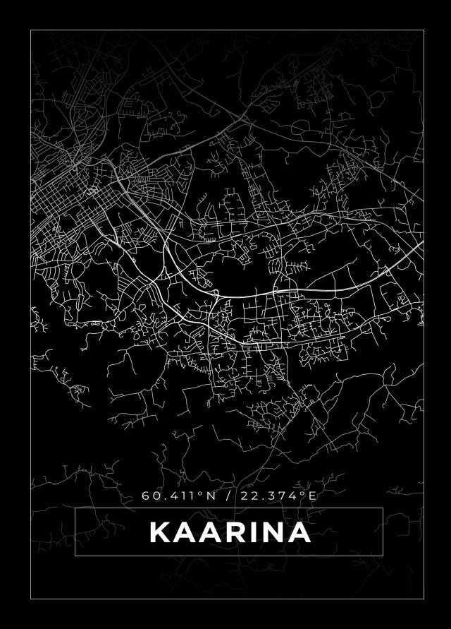 Mapa - Kaarina - Cartaz Preto