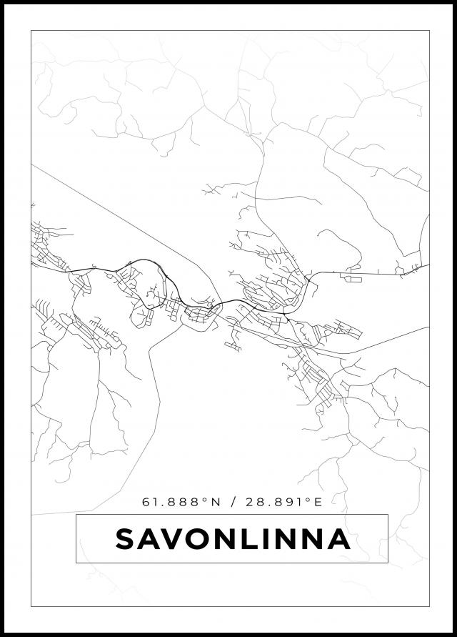 Mapa - Savonlinna - Cartaz Branco