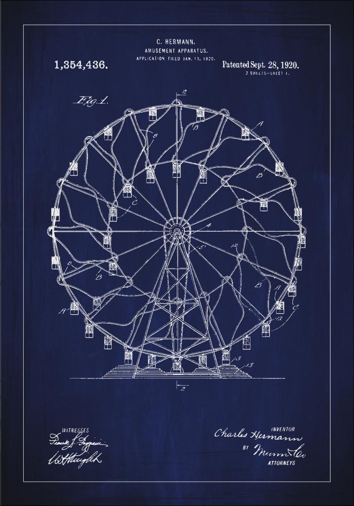 Desenho de patentes - Roda-gigante - Azul Pster