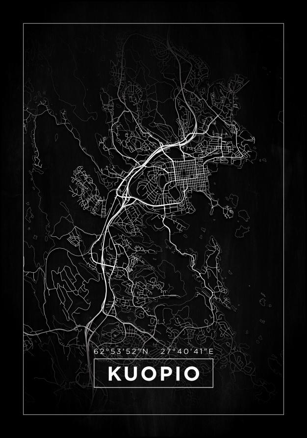 Mapa - Kuopio - Cartaz Preto