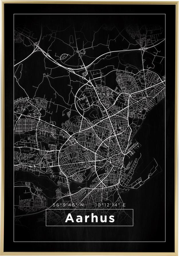 Mapa - Aarhus - Cartaz Preto