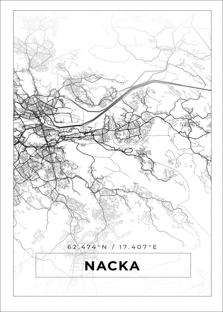 Mapa - Nacka - Cartaz Branco