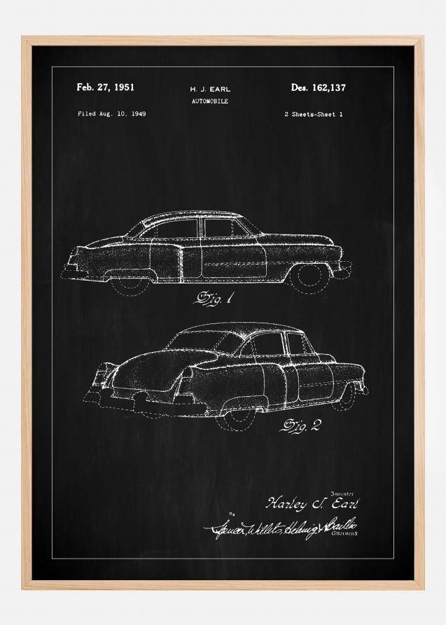 Desenho de patentes - Cadillac I - Preto Póster