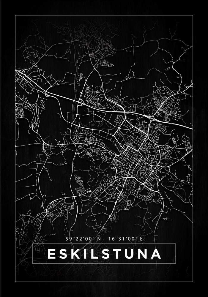 Mapa - Eskilstuna - Cartaz Preto