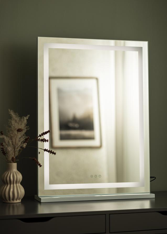 KAILA Espelho para toucador Base Vertical LED Branco 80x60 cm