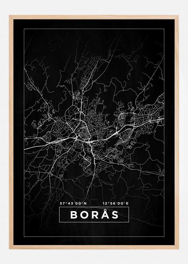 Mapa - Borås - Cartaz Preto