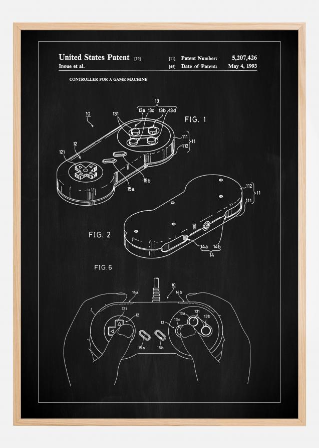 Patent Print - Game Controller I - Black Póster
