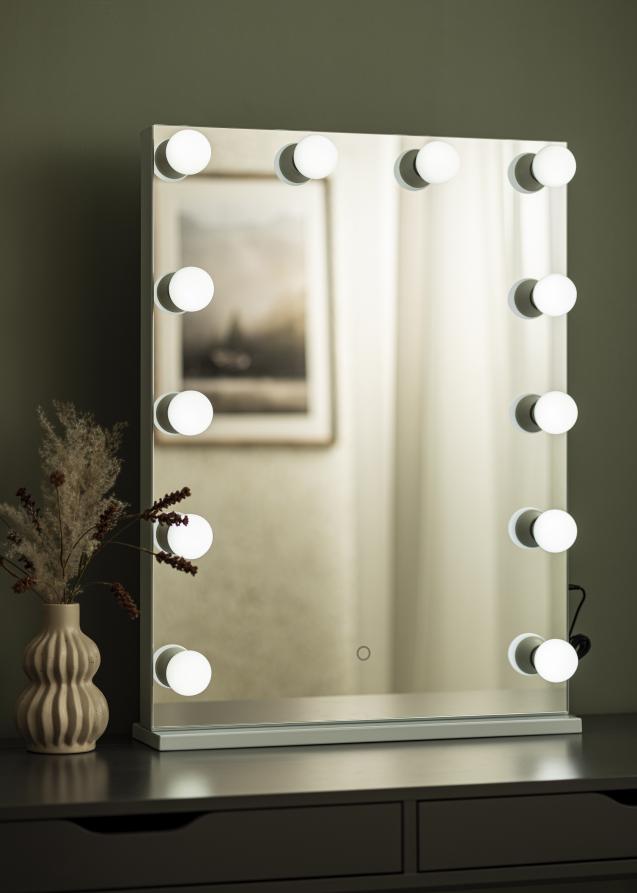 KAILA Espelho para toucador Hollywood 14 Branco 60x80 cm