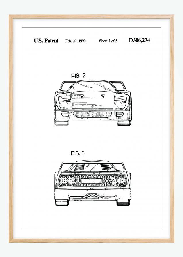 Desenho de patentes - Ferrari F40 III Póster