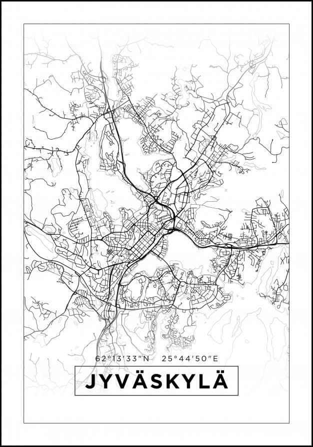 Mapa - Jyväskylä - Cartaz Branco