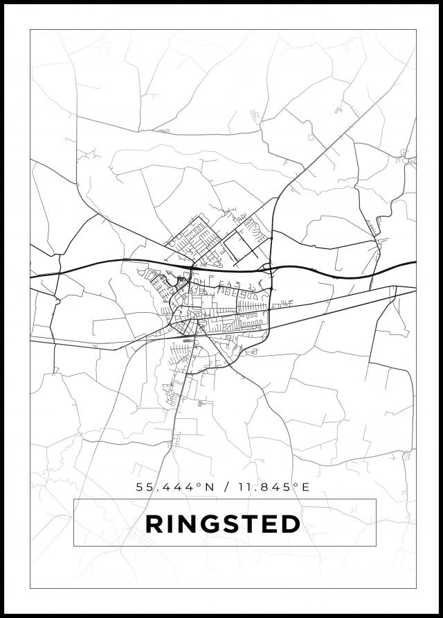 Mapa - Ringsted - Cartaz Branco