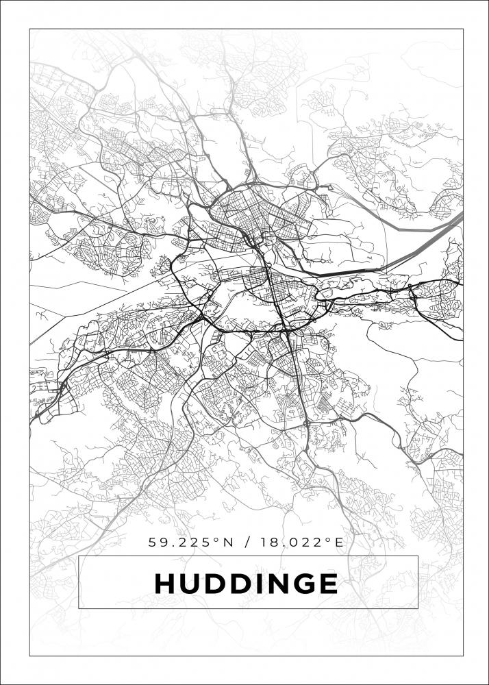 Mapa - Huddinge - Cartaz Branco