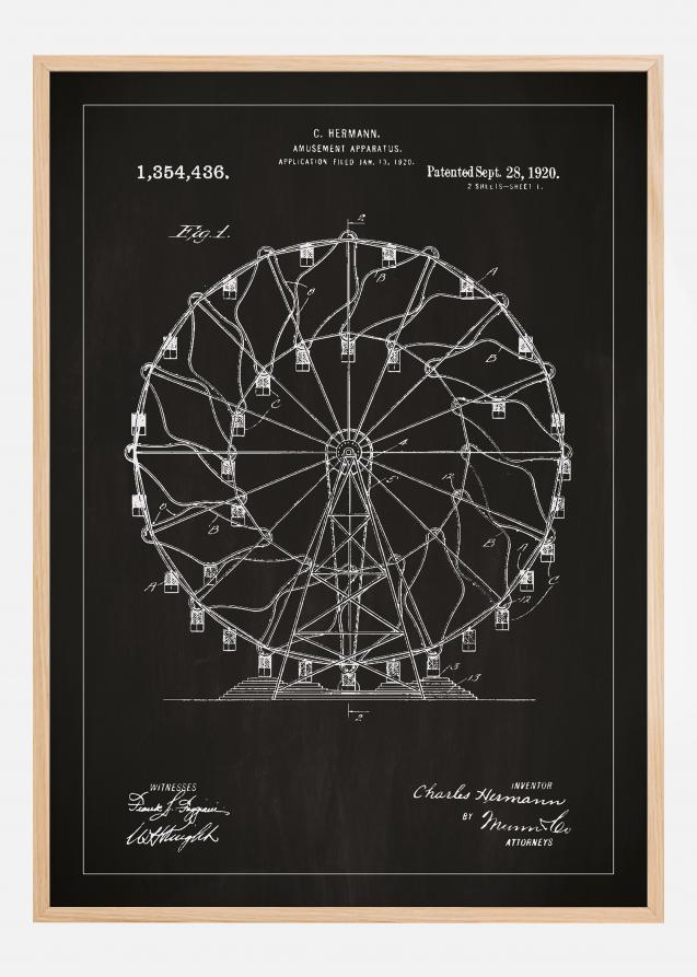 Desenho de patentes - Roda-gigante - Preto Póster