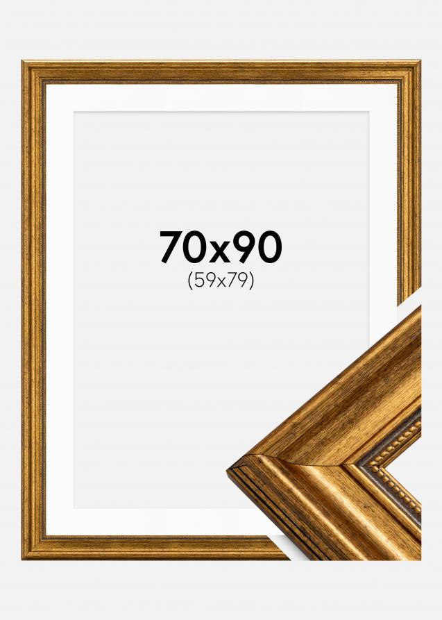 Moldura Rokoko Dourado 70x90 cm - Passe-partout Branco 60x80 cm