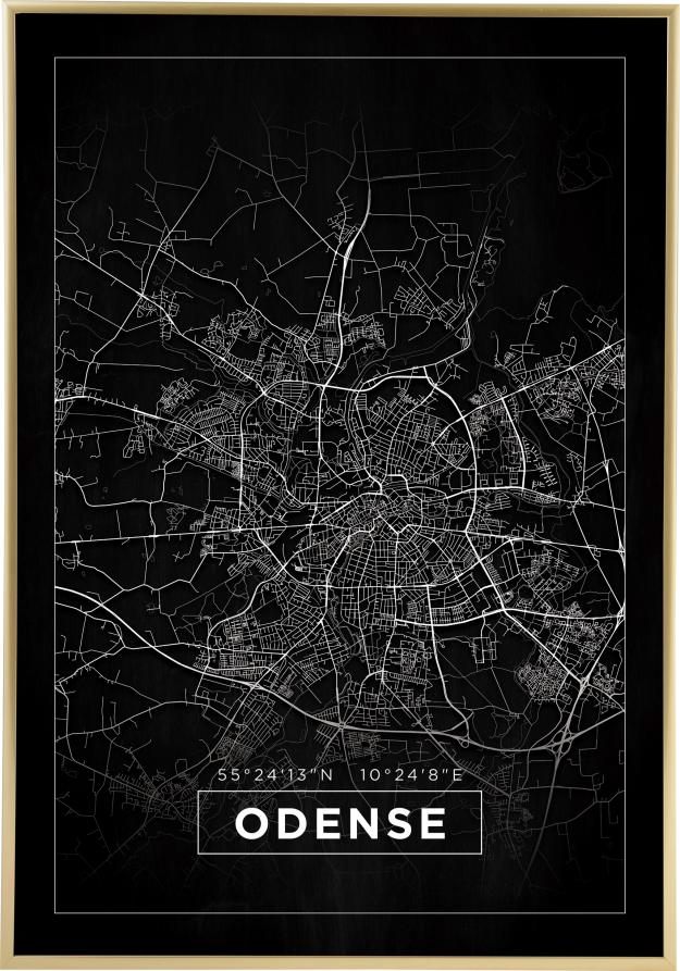 Mapa - Odense - Cartaz Preto