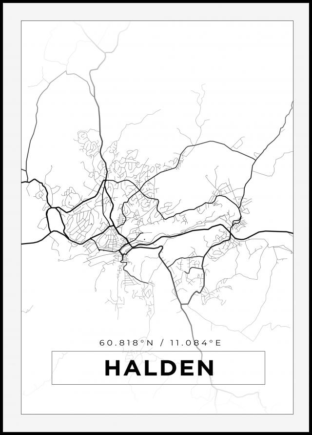 Mapa - Halden - Cartaz Branco