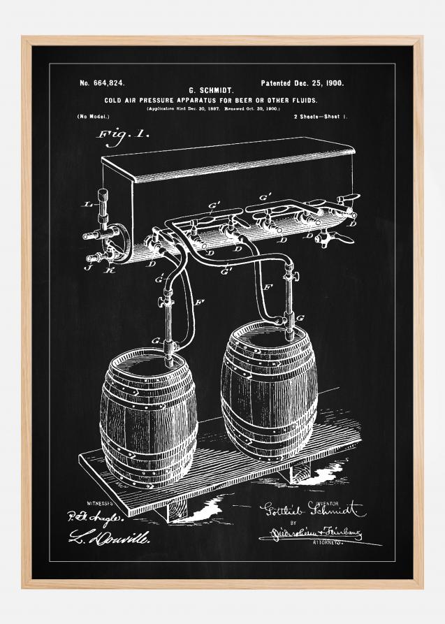Patent Print - Beer Kegs - Black Póster