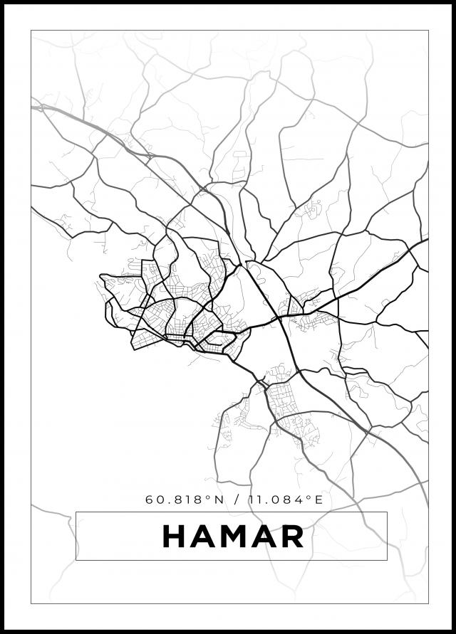 Mapa - Hamar - Cartaz Branco