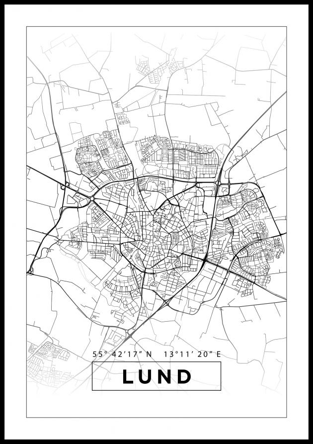 Mapa - Lund - Cartaz Branco