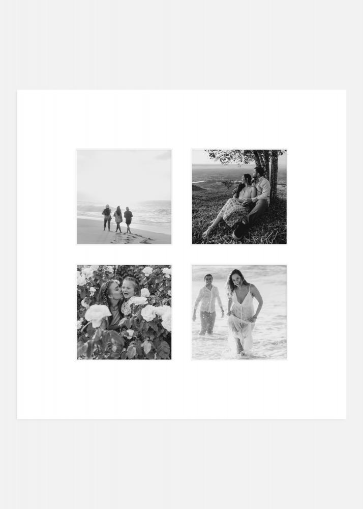 Passe-partout Branco (bordo interior branco) para conjunto de 4 fotos 40x40 cm