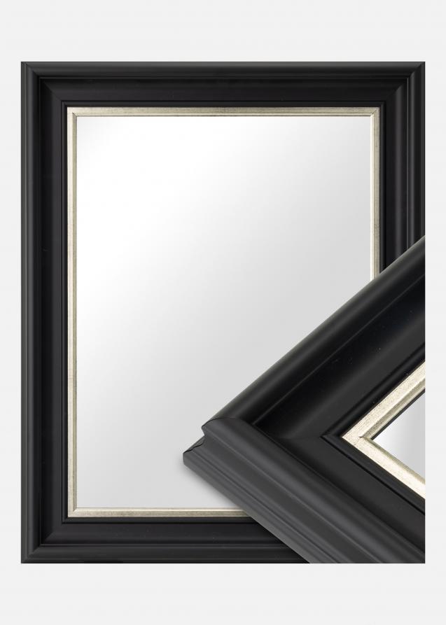 Espelho Mora Preto-Prateado - Tamanho personalizável