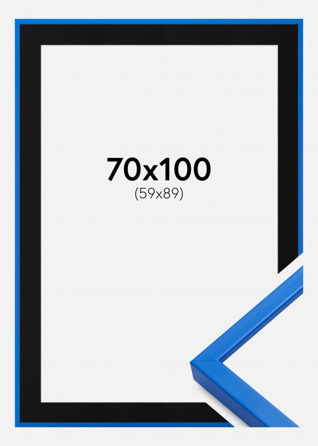 Moldura E-Line Azul 70x100 cm - Passe-partout Preto 60x90 cm