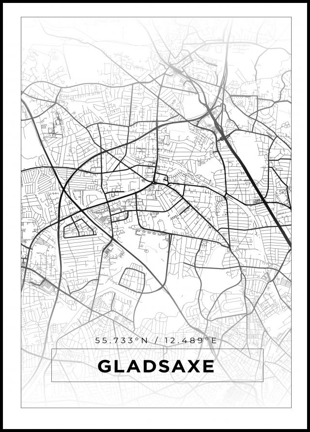 Mapa - Gladsaxe - Cartaz Branco