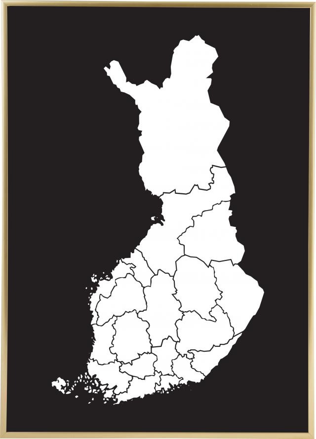 Mapa - Finland - Branco Póster