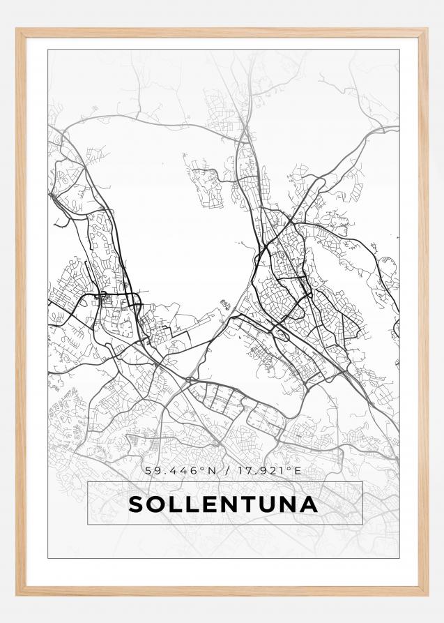 Mapa - Sollentuna - Cartaz Branco