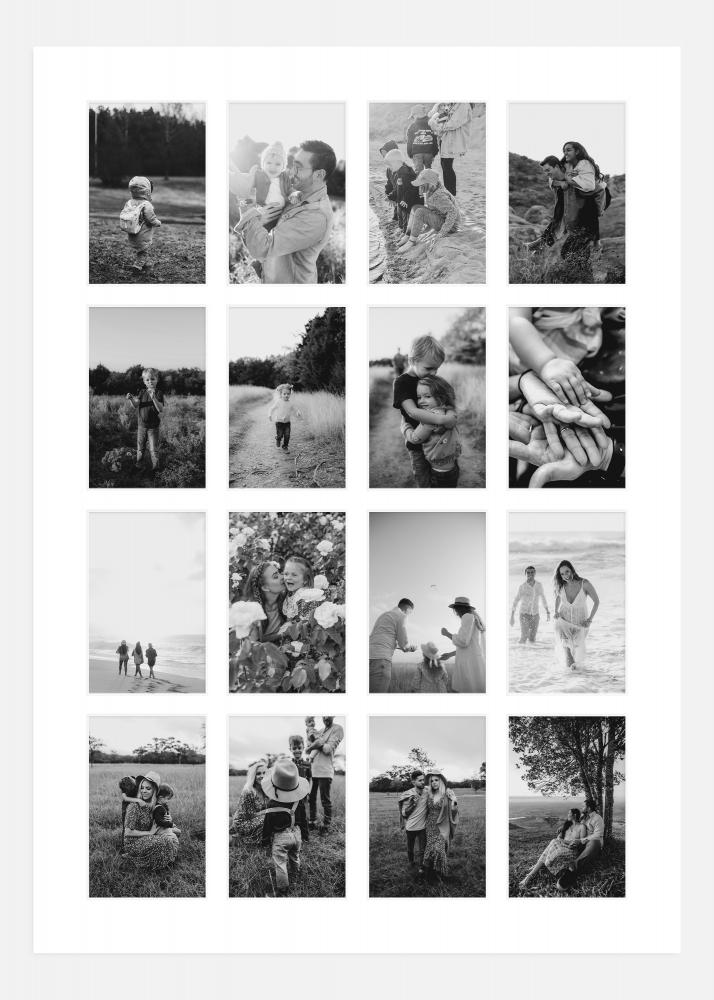 Passe-partout Branco 50x70 cm - 16 Fotografias collage