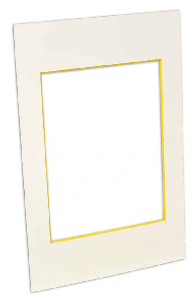 Passe-partout Branco (Amarelo bordo interior) - Por medida
