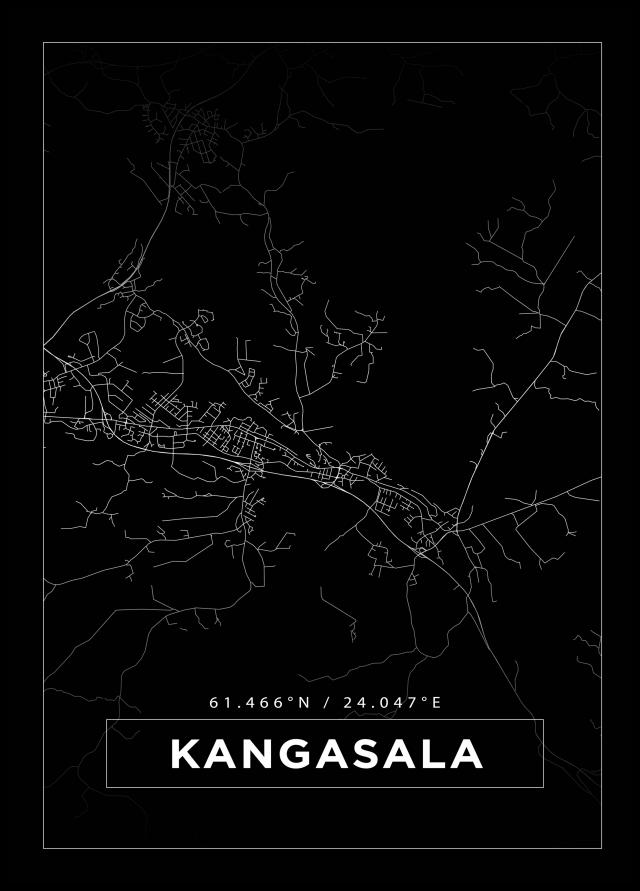 Mapa - Kangasala - Cartaz Preto