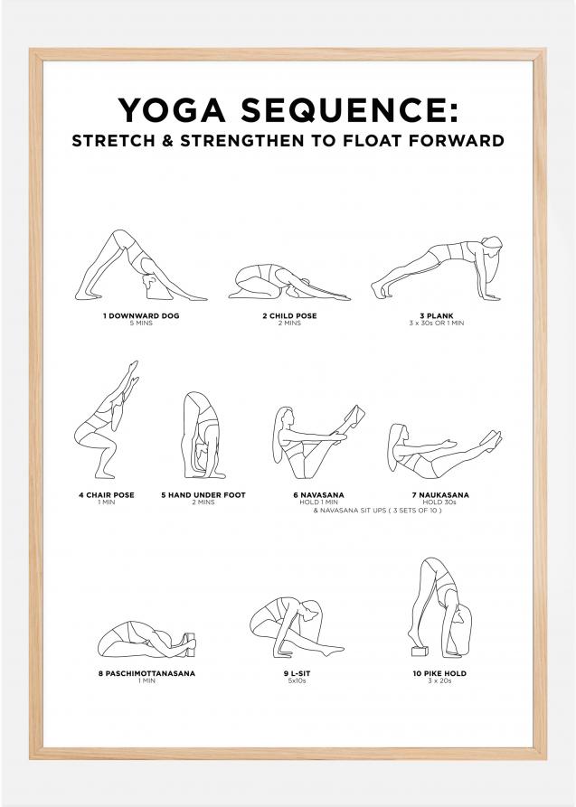 Yoga Sequence - un.retch & un.rengthen To Float Forward - White Póster