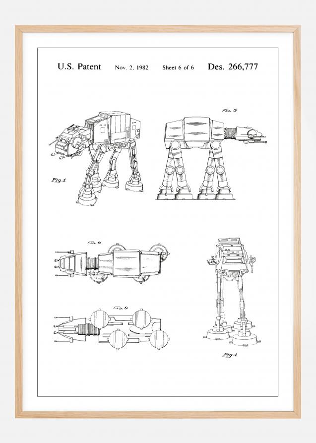 Desenho de patentes - Star Wars - Walker - Branco Póster